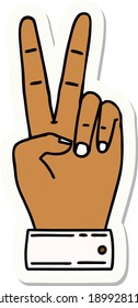 Sticker Of A Peace Symbol Two Finger Hand Gesture