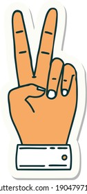 Sticker Of A Peace Symbol Two Finger Hand Gesture