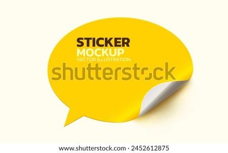 Sticker with peel off corner isolated on white background. Vector yellow blank paper banner or chat bubble folded label. Vector illustration