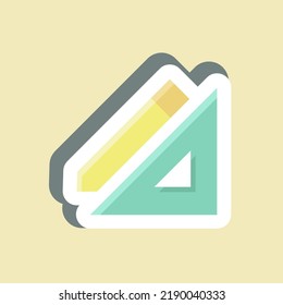 Sticker Pencil and Ruler. suitable for building symbol. simple design editable. design template vector. simple illustration