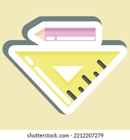 Sticker Pencil and Ruler. suitable for Paint Art Tools symbol. simple design editable. design template vector. simple illustration