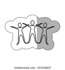 sticker people raise their hands, vector illustraction design image