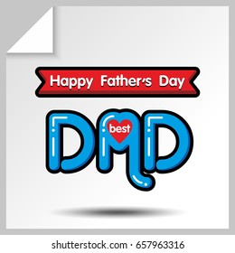 Sticker with phrase-"Best dad, you're my hero". Holiday icons for father's day or for birthday. Vector Isolated flat colorful illustration.