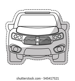 sticker of pick up truck vehicle icon over white background. vector illustration