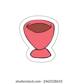 A sticker with a picture of a coffee cup on a white background.