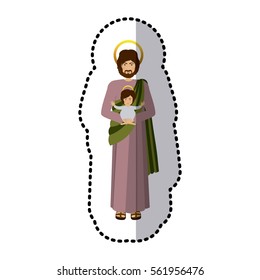 sticker picture saint joseph with baby jesus shading