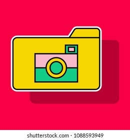 Sticker Pictures Folder Icon. Vector