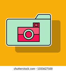 Sticker Pictures Folder Icon. Vector