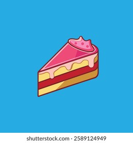 Sticker of a piece of cake. Alpha channel transparency