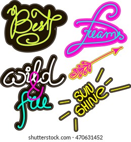 Sticker Pin trendy label patch sticker vector illustration decor decoration fashion quote, For t-shirt or other uses, in vector.