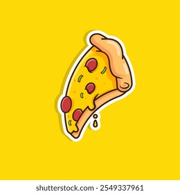 Sticker pizza cartoon design vector