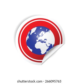 sticker planet red vector illustration