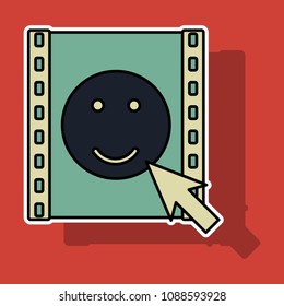 Sticker Play sign. Flat style icon on background