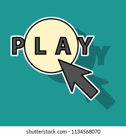 Sticker Play sign. Flat style icon on background