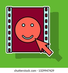 Sticker Play sign. Flat style icon on background