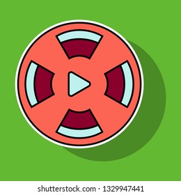 Sticker Play sign. Flat style icon on background