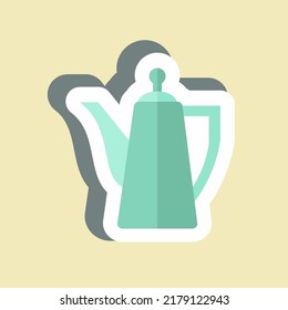 Sticker Porcelain Teapot. suitable for Drink symbol. simple design editable. design template vector. simple symbol illustration