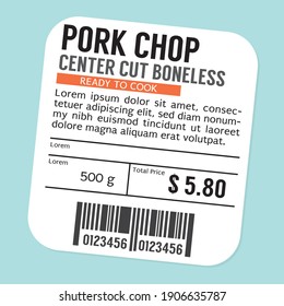 Sticker For Pork Chop Design For Product Vector Illustration.