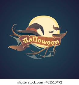 Sticker and poster Happy Halloween. Vector illustration.