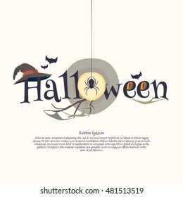 Sticker and poster Happy Halloween. Vector illustration.