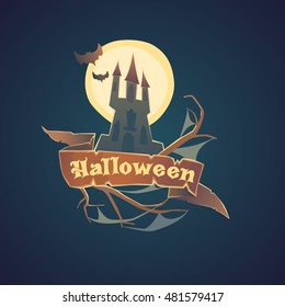 Sticker and poster Happy Halloween. Vector illustration.