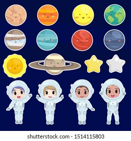 Sticker and Poster - Planet and Astronaut (Clipart)