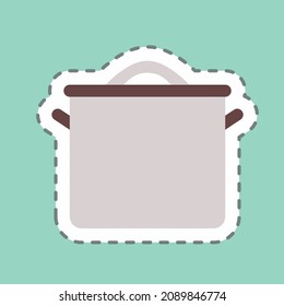 Sticker Pot - Line Cut - Simple illustration,Editable stroke,Design template vector, Good for prints, posters, advertisements, announcements, info graphics, etc.