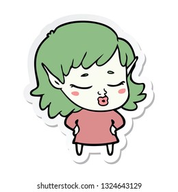 sticker of a pretty cartoon elf girl
