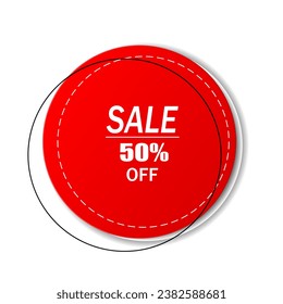 Sticker with price, sale on a white background. Realistic round discount sticker, advertising badge, trade label. Vector illustration.
