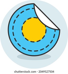 Concepto de impresión de pegatinas, diseño de iconos de corte de formas redondeadas, símbolo de impresión de desvío, signo de servicios de impresión digital, equipo de impresión de color Cmyk Ilustración de material de impresión
