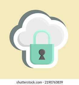 Nube Privada Sticker. adecuado para el símbolo de seguridad. diseño simple editable. vector de plantilla de diseño. ilustración simple