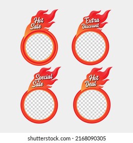 sticker product promotion vector with flaming illustration perfect for boost your product promotion sales