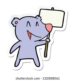 sticker of a protester bear cartoon
