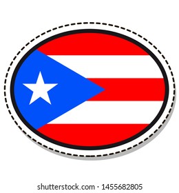 Sticker Puerto Rico flag button, social media communication sign, flat business oval icon.
