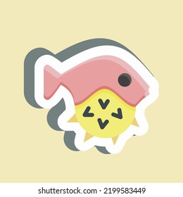 Sticker Puffer Fish. suitable for seafood symbol. simple design editable. design template vector. simple illustration
