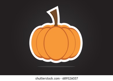 Sticker Pumpkin Fruit Orange Color Ripe for Vector Illustration or Symbol for Halloween in October and Thanksgiving Day for flat color icon for app and websites where vector illustrations backgrounds
