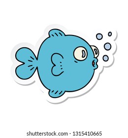 sticker of a quirky hand drawn cartoon fish 