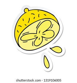 sticker of a quirky hand drawn cartoon lemon