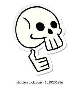 sticker of a quirky hand drawn cartoon skull