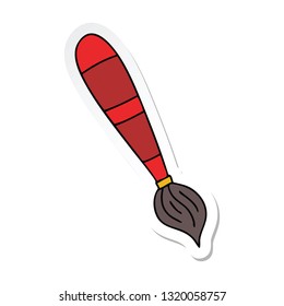 sticker of a quirky hand drawn cartoon paint brush
