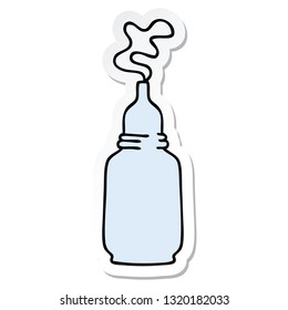 sticker of a quirky hand drawn cartoon glass bottled potion