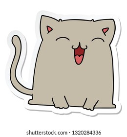 sticker of a quirky hand drawn cartoon cat