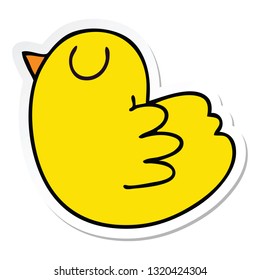 sticker of a quirky hand drawn cartoon yellow bird