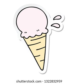 sticker of a quirky hand drawn cartoon vanilla ice cream