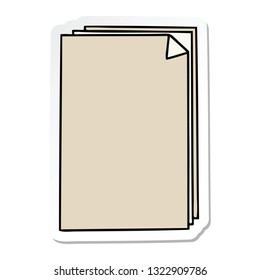 sticker of a quirky hand drawn cartoon paper pile