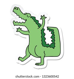 sticker of a quirky hand drawn cartoon crocodile