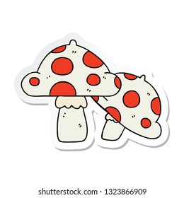 sticker of a quirky hand drawn cartoon toadstools