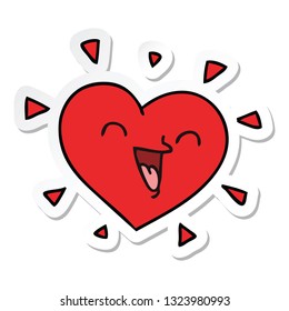 sticker of a quirky hand drawn cartoon happy heart