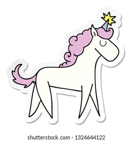 sticker of a quirky hand drawn cartoon unicorn