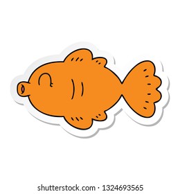 sticker of a quirky hand drawn cartoon fish 